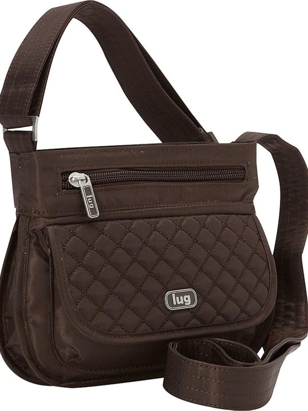 Lug Sway Mini Quilted Crossbody Bag Purse in Dark Brown
